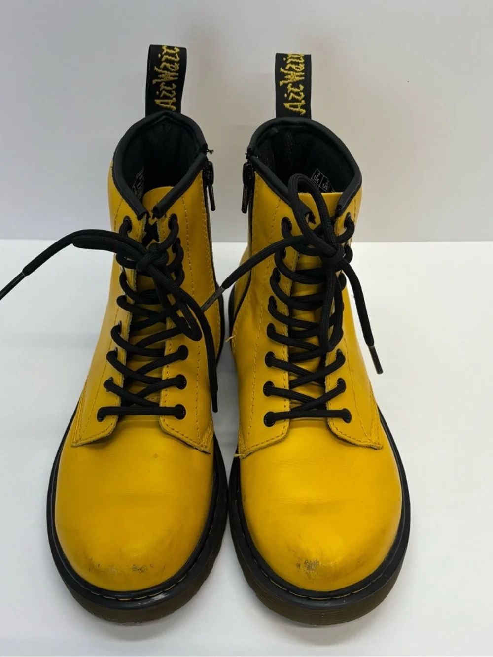 Kids Dr. Martens 1460 Side Zip Yellow Lace-Up Boots Unisex Sz 3
